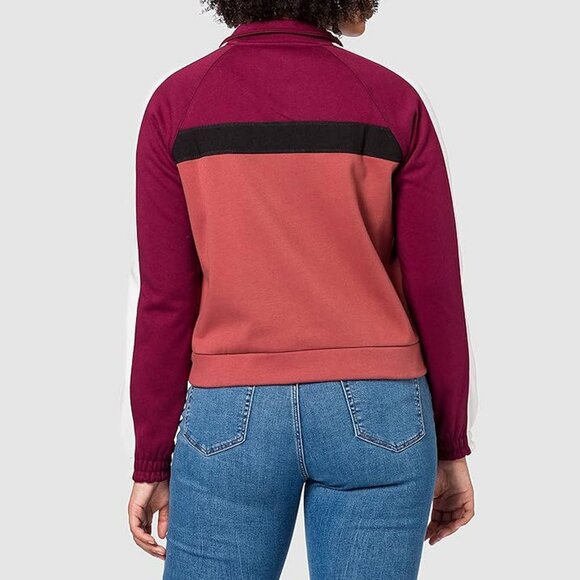 Hurley Nike Thermal Sweatshirt Fleece Lined Cropped Half Zip Maroon White NEW - Picture 2 of 12